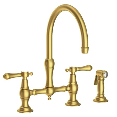 Newport Brass Kitchen Bridge Faucet With Side Spray in Satin Brass (Pvd) 9458-04